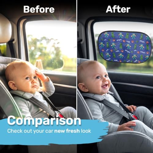 GENANY Pixel Game Icons Car Side Window Sun Shades 2 Piece 21 x 14 Inch - Image 3