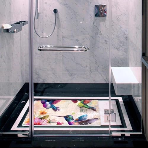 Shower Mat Non Slip, Hummingbird Flower Anti Slip Bath Mat - Image 6