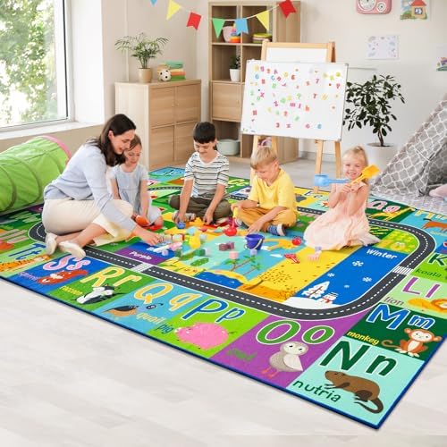 HOMORE Kids Educational Rug, 6x9 Green Kids Area Rug by Homore