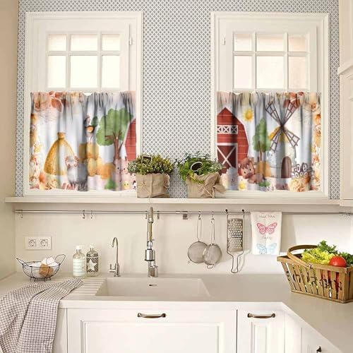 Kids Farm Animals Window Valance, Cartoon Rustic Farm Animal Funny Farmhouse - Image 2