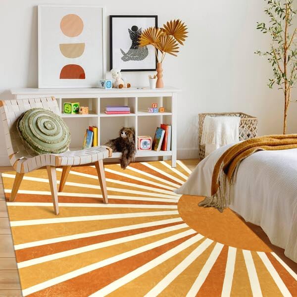 Lahome Colorful Rainbow Sun Area Rug 8x10, Boho Print - Image 7