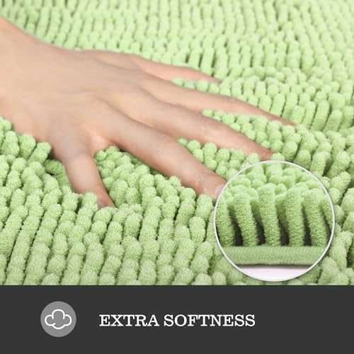 Yeaban Chenille Seafoam Green Bathroom Runner Rug 24"x60" - Image 2