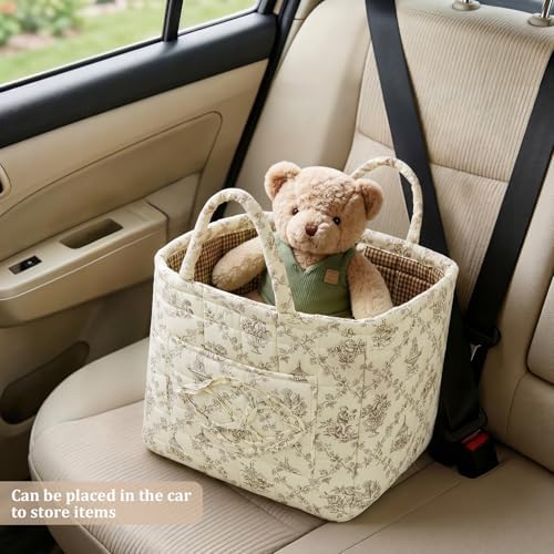 Floral Fabric Storage Basket Car Interior Storage Basket Underwear Sundries - Image 3