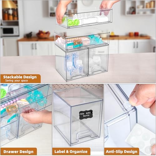 Baby Bottle Organizer, 4 Pack Stackable Storage Drawers - Image 5