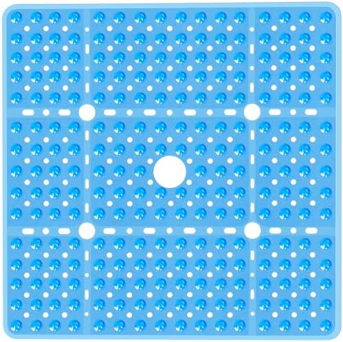 Large Square Shower Mat Bathtub Bath Mat Non Slip Blue 27"x27" by NaolotureHome