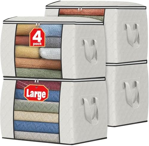 Fab totes 90L Clothes Storage, Foldable Thick Fabric Blanket Storage Bags by Fabtotes