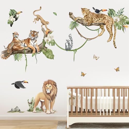 decalmile XL Jungle Animals Tree Branch Safari Lion Wall Decals Stickers by decalmile