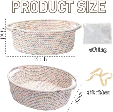 JMvicyroam Small Woven Basket, Empty Gift Basket, Colorful/3 Pack - Image 2