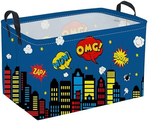 Sanjiaofeng Rectangular Blue City Hero Skyline Basket, Baby Storage Bins by Sanjiaofen