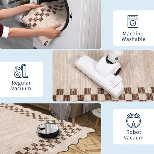 GarveeHome Small Scalloped Rug 2x3 Washable Modern Checkered Entry Rugs - Image 6