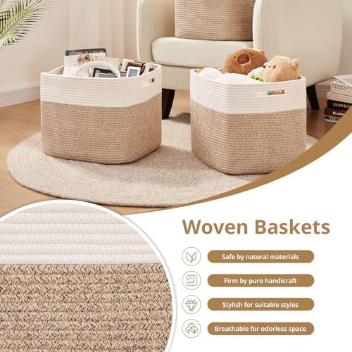 OIAHOMY 13 Inch Cube Storage Bins, Insert Storage Baskets - Image 5