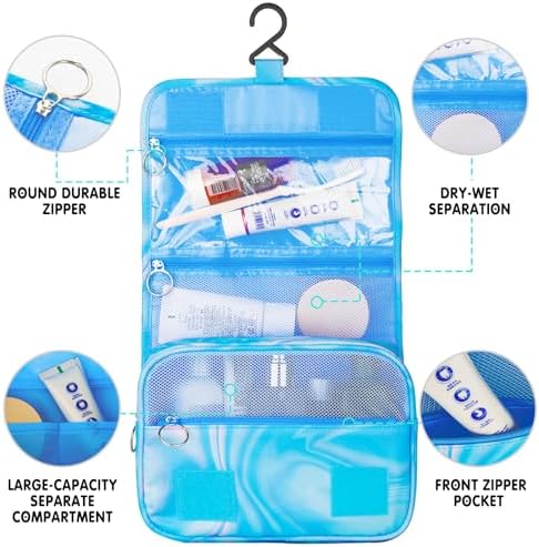 Blue Hanging Toiletry Bag for Girls, Travel Toiletry Bag for Teen Girls - Image 5