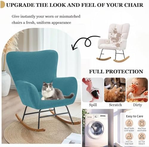 Levoberg Nursery Rocking Chair Cover Stretch Rocker Glider Chairs Cover - Image 7