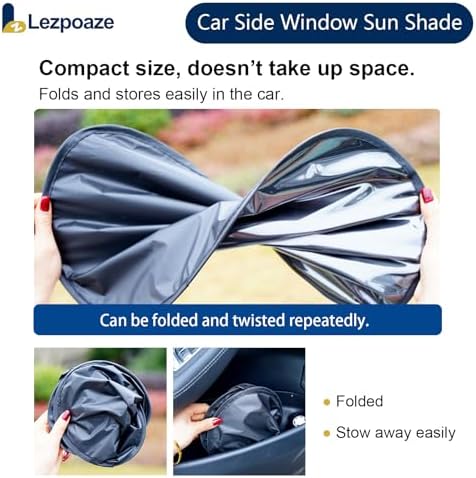 2-Pack Car Side Window Sun Shade | Black Gel Electrostatic UV Protection - Image 5