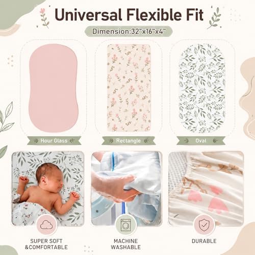 CroBlissful 4 Pack Boho Floral Bassinet Sheets - Image 2