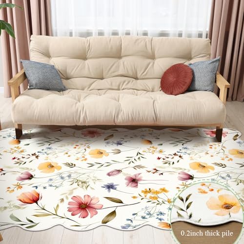 Drydiet Boho Area Rugs Cute Sweet Throw Rugs Aesthetic Soft Bedroom Carpet - Image 4
