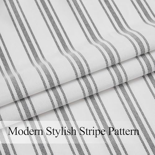 ZJDECOR Cotton Blended Beige Striped Kitchen Tier Curtains - Image 5
