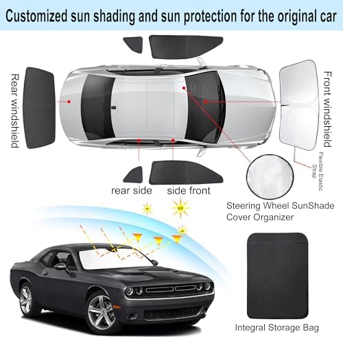 TINGLU Window Shades for Dodge Challenger 2015-2023 Accessories Car Side Full - Image 3
