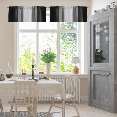 Emvency Valances for Windows, 2 Pack, 52x18 Inch, Geometric Striped - Image 2