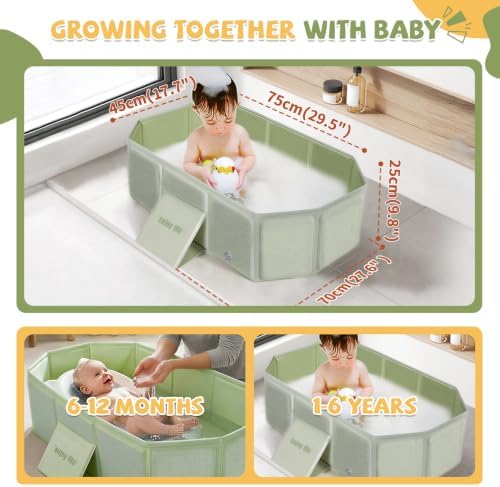 Orzbow Toddler Bathtub with Side Drain Plug, Portable - Image 2