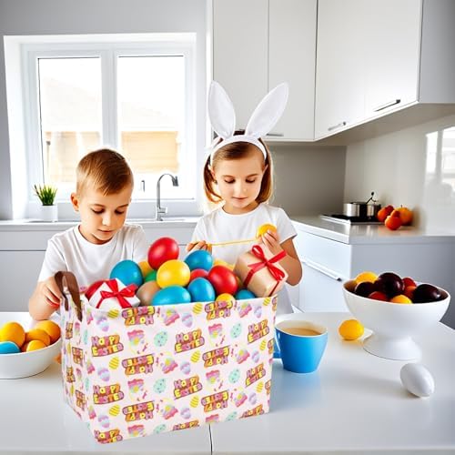 Large Empty Easter Basket for Kid Baby Rectangular Cute Easter Gift Bunny Eggs - Image 3