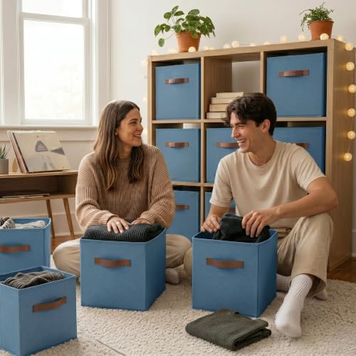 GRANNY SAYS 11 Inch Storage Cube Organizers, Light Blue - Image 6