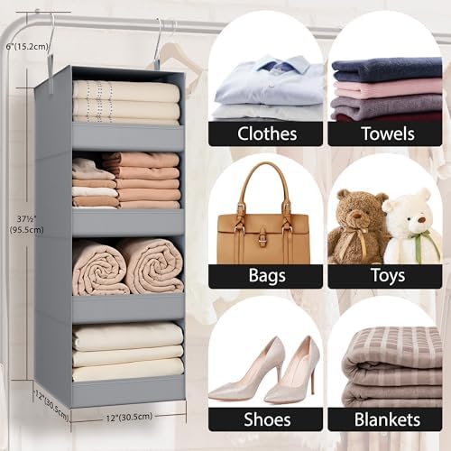 GRANNY SAYS 4-Shelf Hanging Organizer, Closet Hanging Shelves, Closet Hanging - Image 3