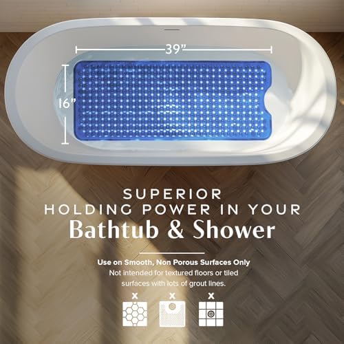 SlipX Solutions 39"x16" Power Grip Non Slip Bathtub Shower Mat - Image 3