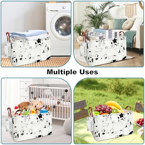 Rectangular Cow Storage Bin Nursery Hamper - Image 5