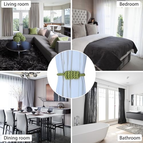 BEL AVENIR Magnetic Curtain Tiebacks 2 Pack Hand-Woven Curtain Ties - Image 5