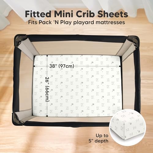 2 Pack and Play Sheets Waterproof Mini Crib Sheet Fitted 38x26 - Image 3