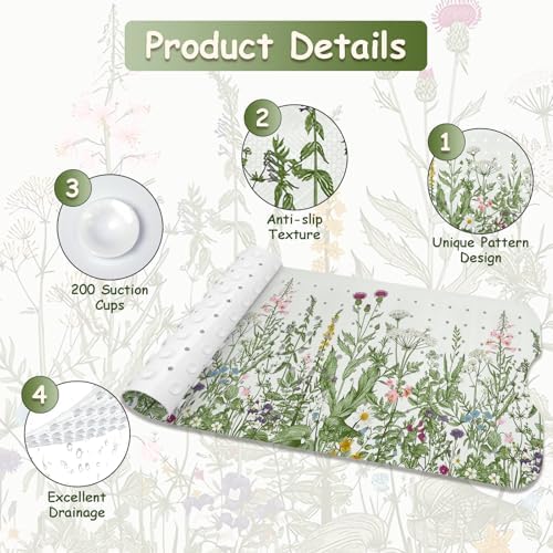 Non Slip Bathtub Mat, Flower Bath Mat - Image 4