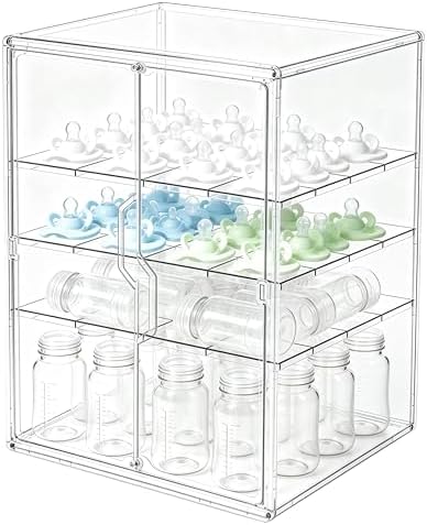Baby Bottle Organizer, 4-Tier Large Capacity Bottle Storage by RISICULIS
