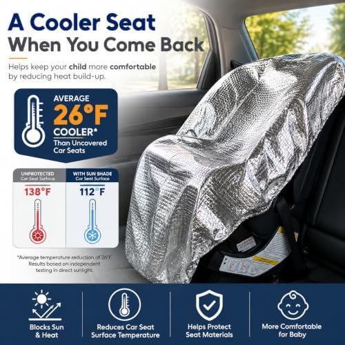 Mommy's Helper Baby Car Seat Sun Shade Cover, Reflective Heat Protector - Image 2