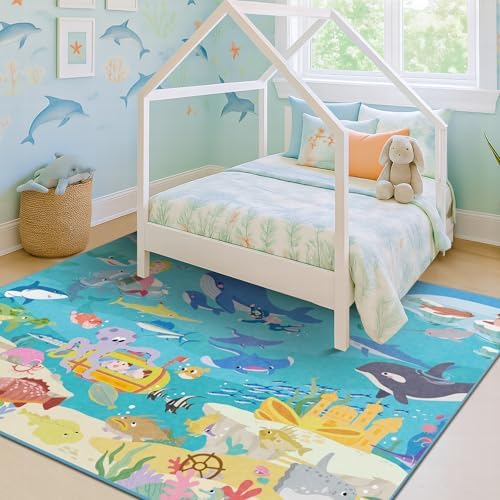 Large Blue Ocean Rug for Kids Room – 8x10 Area Rug - Image 7