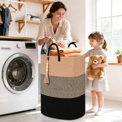Woven Laundry Basket for Clothes, 50 L Large Rectangle Laundry Hampers - Image 2