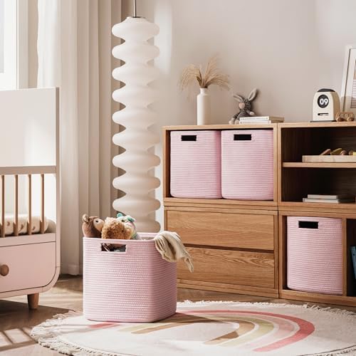 UBBCARE Set of 4 Storage Basket-13 X 13 X 13 in, Cotton Rope Basket - Image 5