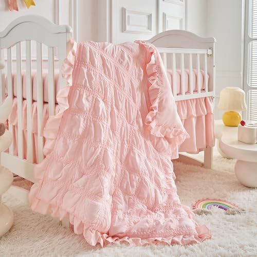 Ruffled Crib Bedding Set Baby Boho Quilted Comforter - Image 2