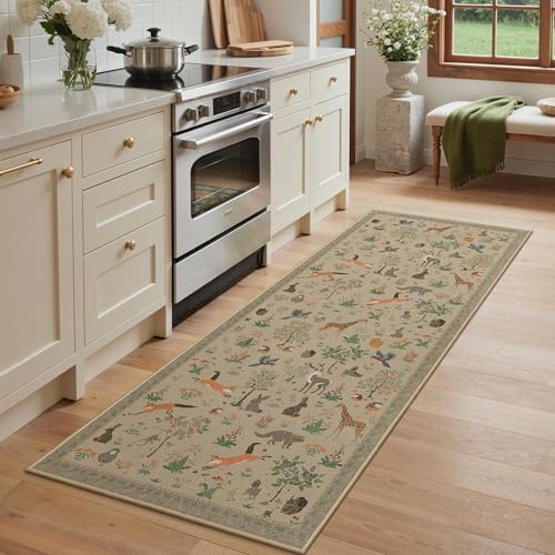 BESBLEE 2'6X7 Washable Kitchen Runner Rug, Animal Non Slip by BESBLEE