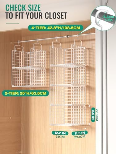 Hanging Closet Organizer, 4 Tier Metal Closet Organizers and Storage - Image 2