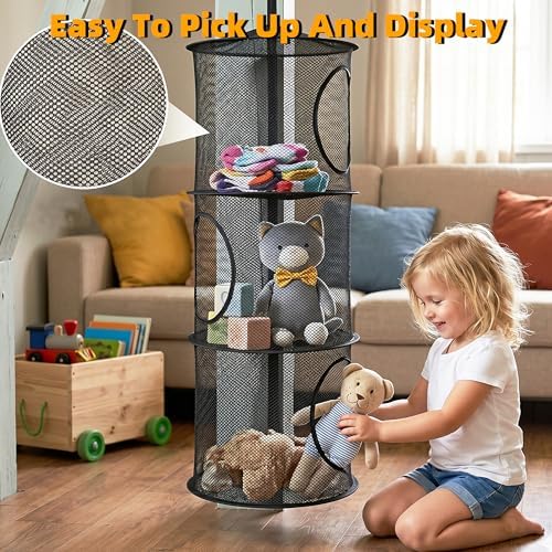 2Pcs Hanging Stuffed Animal Storage Hammock Net 3 Tiers - Image 5