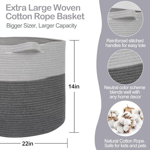 MEGASKET Extra Large Rope Basket, XXXL Woven Storage Basket, Large Blanket - Image 2