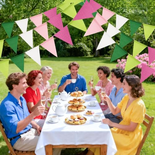 G2PLUS Pre-Strung Triangle Pennant Banner Decorative Flag Garland 60PCS - Image 4