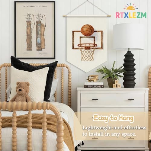 Basketball Room Decor for Boys, Retro Basketball Hoop Wall Banner Flag - Image 5