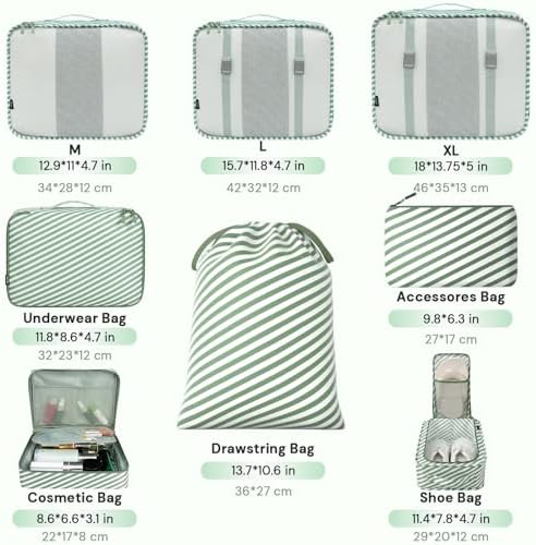 BAGAIL 8 Set Packing Cubes Luggage Packing Organizers - Image 2
