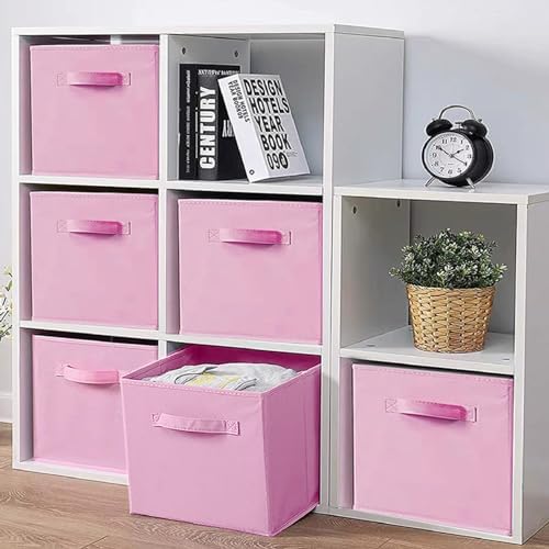 EBIGIC Pink Storage Bins 3Pack 9.0"x7.5"x7.5" Fabirc Foldable Closet Toy - Image 6