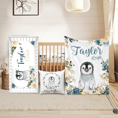 Custom Penguin Crib Bedding Set by Duckbe