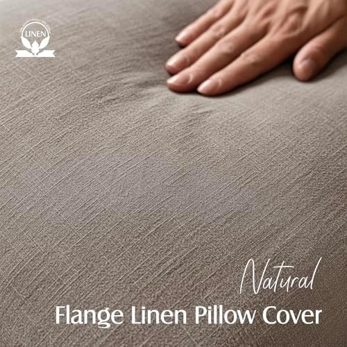 Foindtower Linen Solid Decorative Throw Pillow Covers 26x26 Inch Brown Tan - Image 2