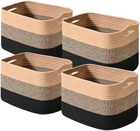 ICERZCZ Storage Baskets for Shelves Organizing, Woven Cotton Rope Baskets for by ICERZCZ