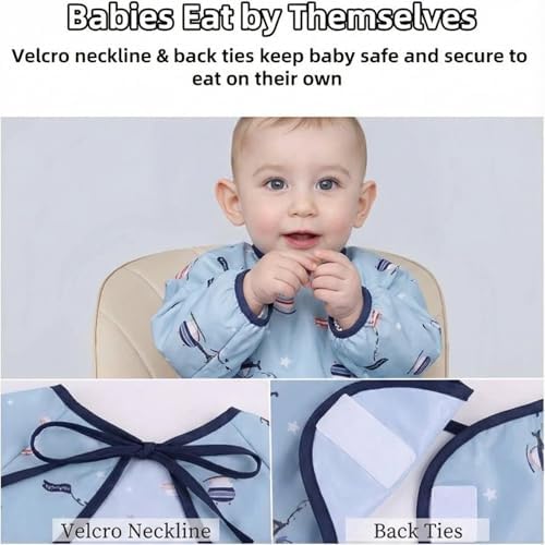 Adjustable Long Sleeve Baby Bibs - Image 2